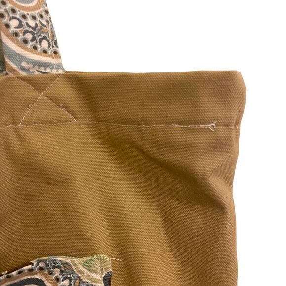 Handcrafted‎ Tan and Blue Paisley Reusable Shopping Bag - Picture 3 of 10